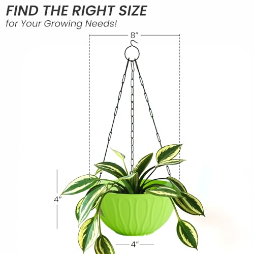 Image of YUCCABE ITALIA SHERA Hanging Wave 8 Inch Plastic Flower Pot for Plant Pack of 12 Pcs Round Shape Hanging Pot for Balcony Railing Planters for Indoor and Outdoor Garden (Green)