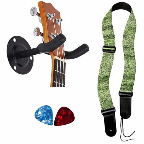 Image of MOCKING BIRD Guitar Belt with guitar wall mount hanger Adjustable Buckle Guitar strap for acoustic Guitar Electric Guitar bass Guitar Hanger with Colourful Plectrum picks