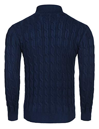 Image of COOFANDY Men's Slim Fit Turtleneck Sweater Casual Twisted Knitted Pullover | Turtleneck Design, Twisted Knit Texture, Cable Knit, Slim Fit Thermal, Business Casual, Office Wear, Fall and Winter Clothing