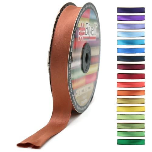 Image of Fold Satin Bias Tape - 99+ Colors - 3 /4 Inches Wide - 27 Yards - Fold Satin Binding Bias Ribbon Fabric Piping Bias Binding Tape for Sewing Clothing DIY (64. Brown) BYS64