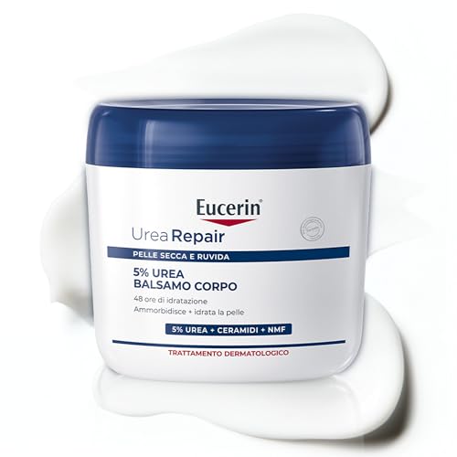 Eucerin Urea Repair Balsamo Corpo 5% 450 ml, Crema corpo per idratazione 48h e sollievo, Crema Urea 5% e Ceramidi nutrienti e lenitivi per pelle secca, ruvida e con prurito