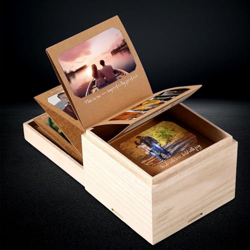 Feifeiya Mini Wooden Pull out Photo Box, DIY 2x3 Album,20 Photos,Natural - Image 5
