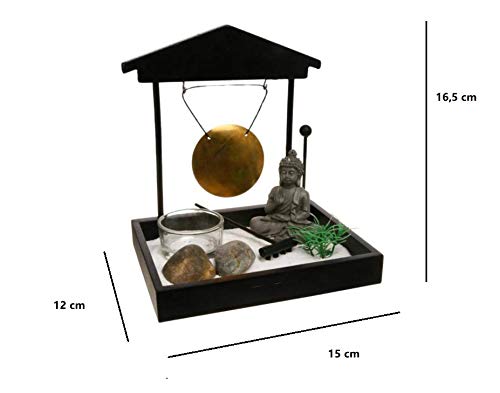 Ducomi Zen Garden Picture with Tray, Sand, Buddha Figurine, Rock, Japanese Meditation Kit, Home Accessories - Image 2