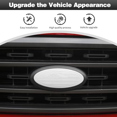 Image of CheroCar for F150 Emblem Cover Trim,Logo Back Badge Decoration Cover Trim Compatible with Ford F150 F-150,White