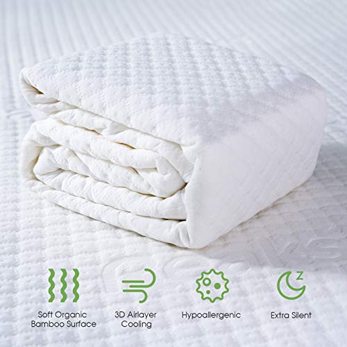 Queen Waterproof Bamboo Mattress Protector Zippered-360 Top Removable Mattress Encasement-Cooling Bed Bug Mattress Cover 10-13\'\' Deep-Hypoallergenic