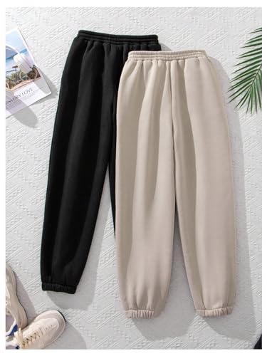 Floerns Girl's 2 Pcs Jogger Pants Drawstring Waist Athletic Active Sweatpants2