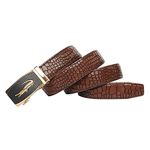 Image of Mens Belt, Ratchet Belts Adjustable Automatic Buckle PU Leather belt for men - Trim to Fit