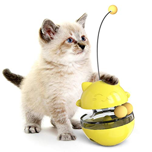 BoZhiLin Tumbler Dog/Cat Treat Toy with Track and Balls,Interactive Food Dispenser Natural & Healthy Materials.