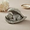 Comfy Hour 9x9 Gray Cherub Angel Sleeping in Wing Statue, Rustic Antique Vintage Figurine Style Home Decor, Resin Celestial Decorative Piece Solo for Indoor Outdoor Tabletop