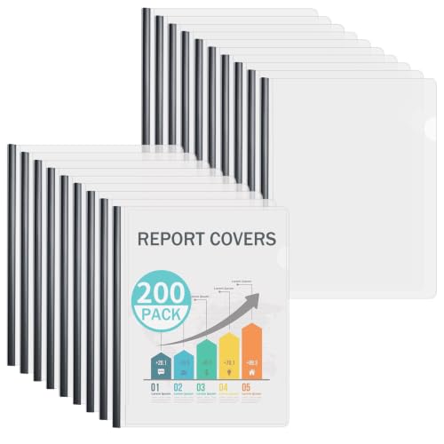 Image of Binditek Clear Report Covers with Sliding Bars, 70 Sheet Capacity, 200 Pack
