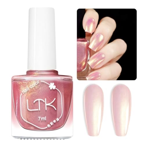 Pearl Nail Polish - Pink Glitter Nail Varnish - 60 Second Nail Varnish Mermaid - Iridescent Nail Polish Strengthener Long Last - Nail Art DIY Home