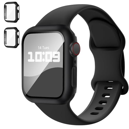 Image of Adorique 3-in-1 Compatible for Apple Watch Band 40mm 41mm 42mm 44mm 45mm 46mm, Soft Silicone Sport Strap for iWatch Series SE 10 9 8 7 6 5 4 3