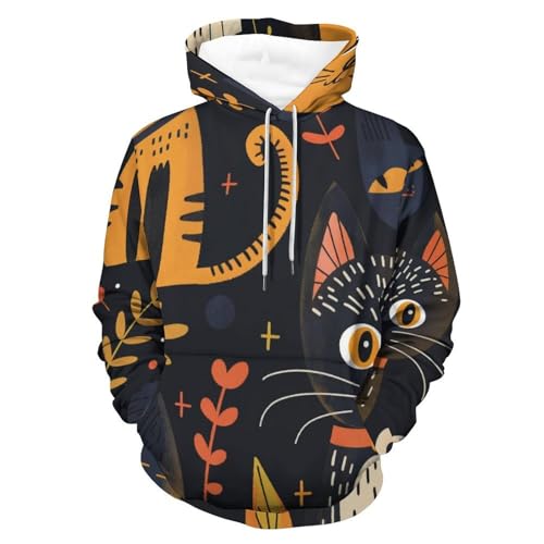 Pullover pour homme femme a motif chien de dessin anime et feuille chaleureux