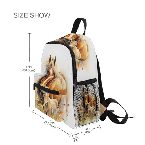 ALAZA Toddler Backpacks for Boys Girls Horse Animal with Flowers Kids Backpack with Chest Clip and Name Tag,S4
