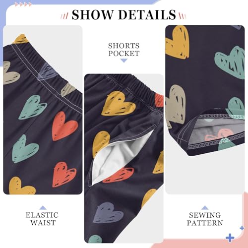 Love Heart Colorful Print Boys Long Pants Soft Trousers Elastic Waist Kids Lounge Bottoms with Pockets S-XL4