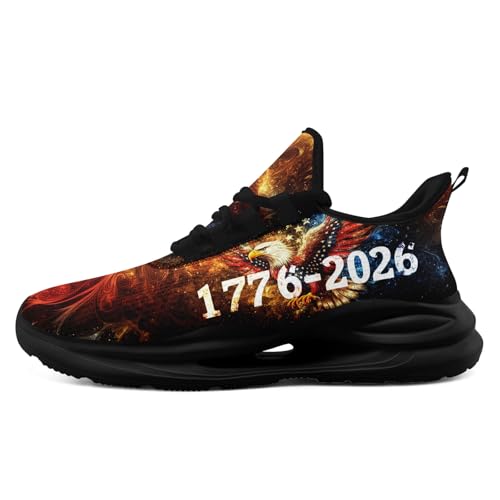 Onegam Patriotic Road Running Shoes for Men Women, Lightweight Mesh Walking Sneakers 250th Anniversary of USA Footwear