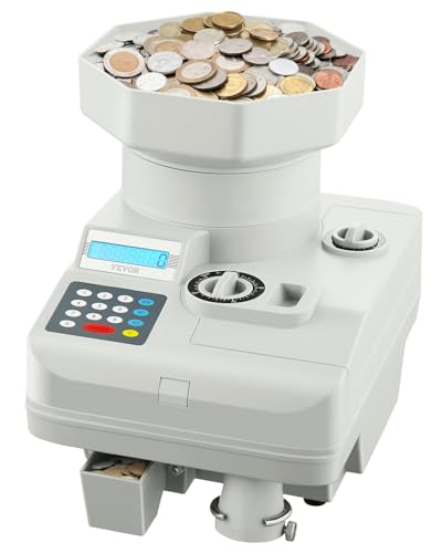 VEVOR Contamonete, Selezionatrice di Monete Professionale con Schermo a LED, Contiene Fino a 11000 Monete, Macchina...