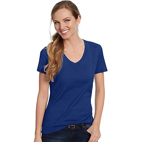 Hanes Women s Nano-T V-Neck T-Shirt_Deep Royal_XL