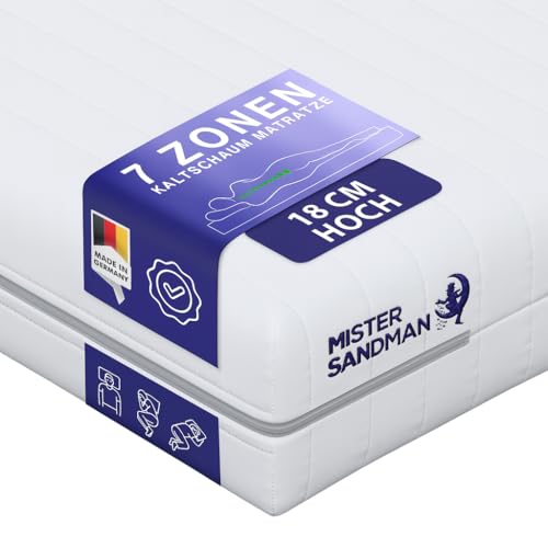 Mister Sandman Matratze, Höhe 18 cm Kaltschaummatratze, Orthopädische 7 Liegezonen Bequeme Rollmatratze für alle Schlafpositionen mit...