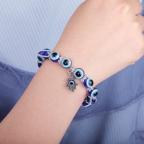 SUMMER LOVE Handmade Evil Eye Jewelry Blue Beaded Charm Stretch Bracelet Evil Eye Bracelet for Women Men Teens3