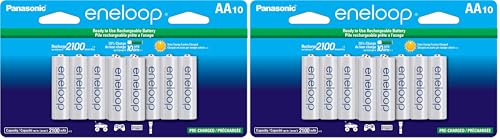 Image of Eneloop Panasonic BK-3MCCA10FA AA 2100 Cycle Ni-MH Pre-Charged Rechargeable Batteries, 10-Battery Count (Pack of 2)