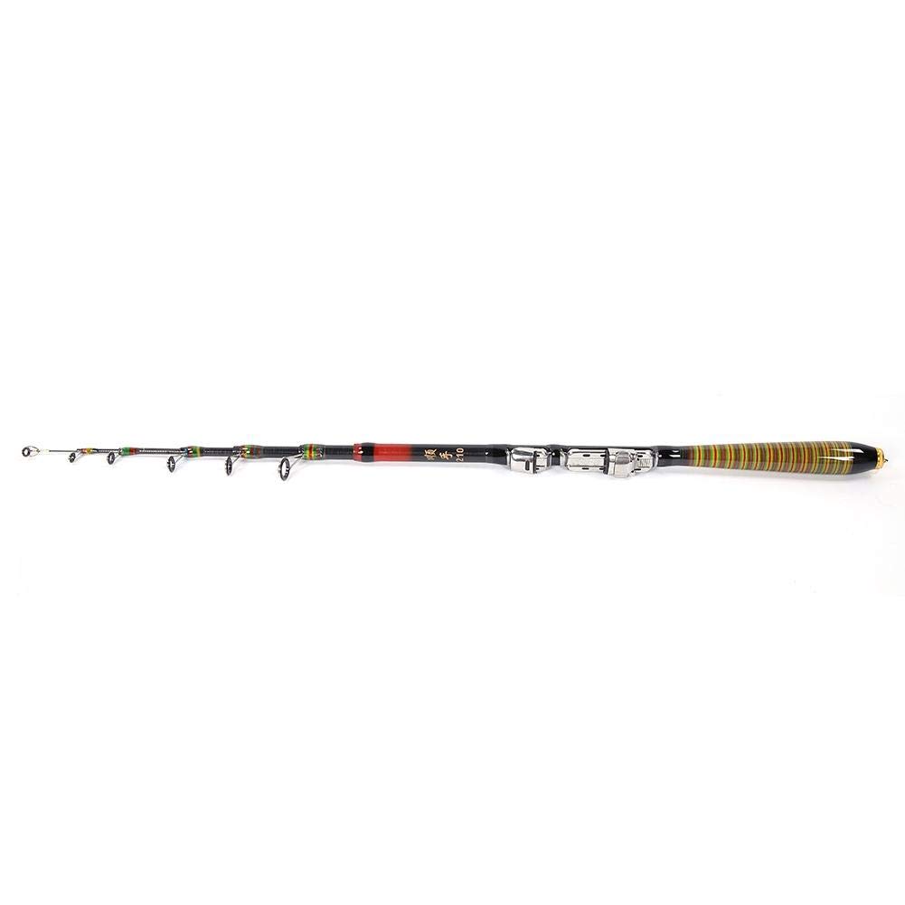 【𝐏𝐚𝐬𝐜𝐮𝐚】 Caña de Pescar, caña de Pescar telescópica de Carbono Sea Sea Portable Spinning Hand Fishing Accessories(210CM)