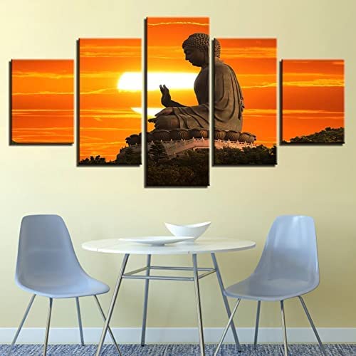 Tableau multi panneau 5 parties Bouddha xxl sans cadre 200x100