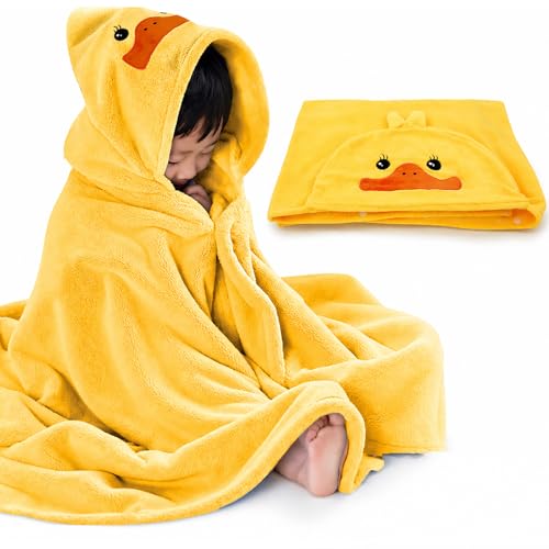 Image of ROMASA Baby Bath Towel Ultra Soft Hooded Towel Highly Absorbent Bathrobe Blanket Toddlers Shower Gifts for Boys Girls- 27.5" x 55" (Yellow)