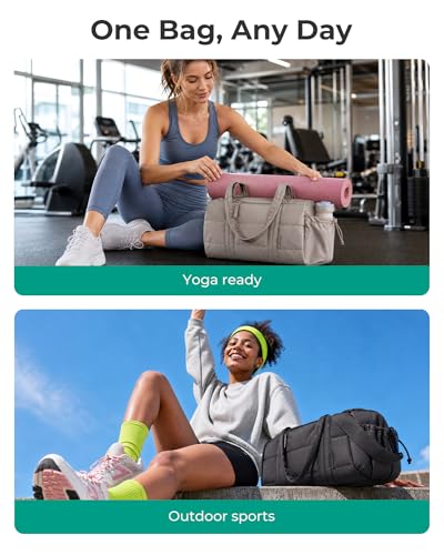 Image of BAGSMART Reiki Gym Bag for Women Puffy Yoga Mat Travel Weekender Duffle Bag