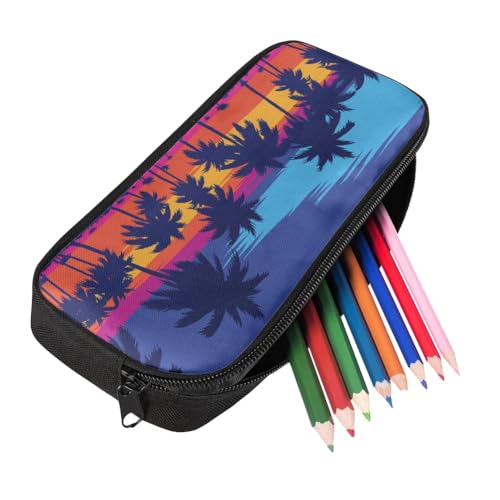 Image of Palm Trees Sunset Pencil Case for Men Women,Large Capacity Pencil Box for Boys Girls,Pencil Case Pouch with Zipper for School Work Travel