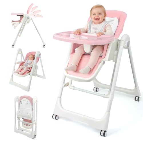 Foldable 3-in-1 High Chair that Converts to Baby Rocker