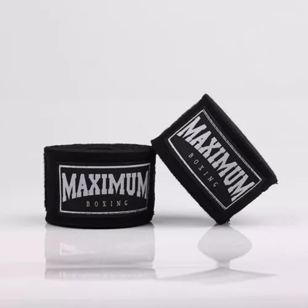 Bandagem de Boxe e Muay Thai, 3 Metros, Proteção para Mãos, Preto, Maximum