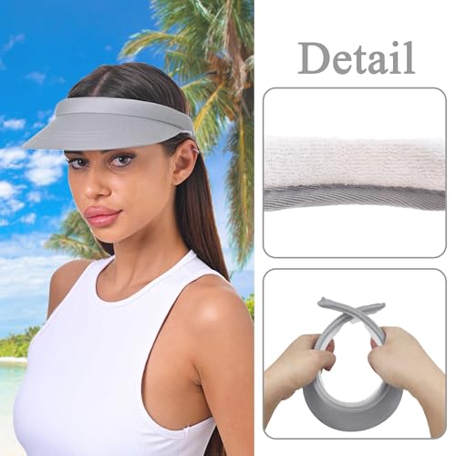 Image of Sun Visor Hats Women Wide Brim Adjustable Clip On Visors Beach Men Hat
