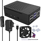 El paquete incluye: 1x ABS CASE, 1x 5V 3A Fuente de alimentación de enchufe de la EU, 1x Ventilador de enfriamiento, 4x Disipadores térmicos, 1x Juegos de tornillos, 1x Destornillador