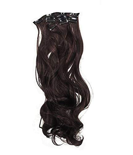 Image of Artifice 6 Pcs 16 Clips Based 24 inch Multi Layered Women Long Curly Wavy Synthetic Hair Full Head Clip in Hair Extensions Pieces NATURAL DARK BROWN