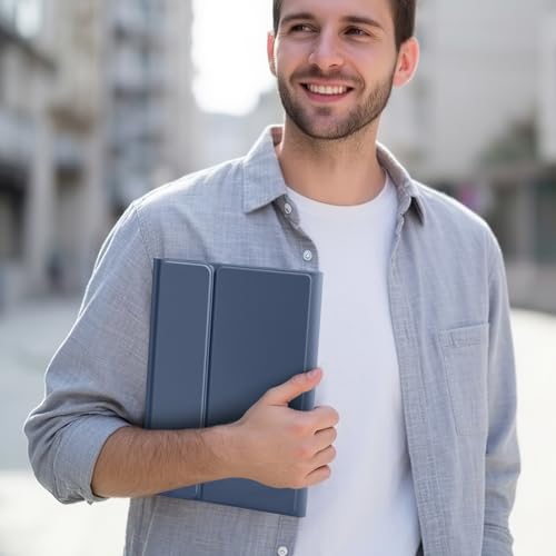 Vobafe Tastatur Hülle für Samsung Galaxy Tab S10 Lite/S10 FE/S9 FE 10.9 Zoll/Tab S9 11 Zoll, 7-Farben Beleuchtung Keyboard Cover mit Stifthalter & Schnellladung, QWERTZ-Layout, Blaugrau