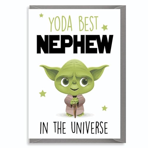 Cheeky Chops Divertida tarjeta de cumpleaños – Yoda Mejor sobrino – Star Wars C820