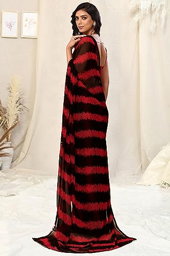 Image of MIRCHI FASHION Women Sari Georgette Chevron Printed | Modern Pattern Farewell and Festive Drape with Matching Blouse Piece