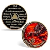 Vitalway 1 Year Sobriety Coin -Fireboen Eagle Recovery Medallion with Serenity Prayer | Powerful Sobriety Gifts for Women & Men | 12-Step AA Token for Milestones