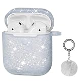 Airpods Case, DMMG Airpods Case Cover Silicone Skin, AirPods Protective Bling Glitter Case with Fluf