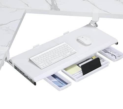 ETHU Keyboard Tray Under Desk Sliding,26.77' W x 11.81' Corner Keyboard Tray for l Shaped Desk, Home...