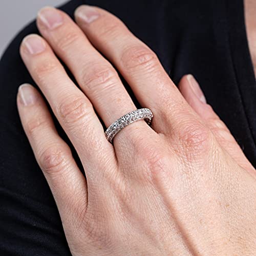 Cz By Kenneth Jay Lane Round Cubic Zirconia Pave Domed Eternity Band (Rhodium Plated, 7) #TOP1
