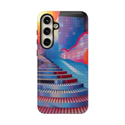 Coque Samsung S24 Plus rigide brillante escalier bleu haut de gamme