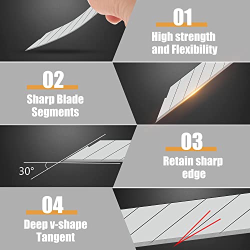 Mulwark 100Pc 9Mm Snap Off 30 Degree Utility Knife Replacement Blades, Multi-Purpose Sharp Precision Box Cutter Blade For Universal Retractable Cutting Knives #TOP2