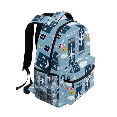 Airplanes Plane Backpack for Boys Girls, Kids Bookbag Laptop Tablet Travel School Bag with Name Tag2