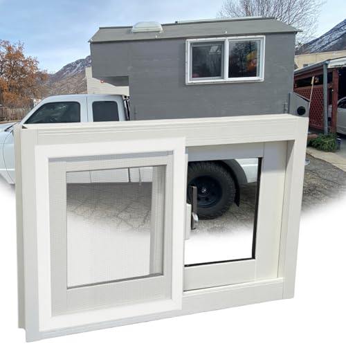 Kleines Aluminium Schiebefenster,Schuppenfenster & Hühnerstallfenster Mit Insektenschutz, Für Gartenhaus, Keller, Belüftung(53x33cm)