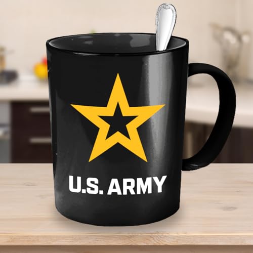 Taza de Café U.S. Army con Logo Estrella Dorada Negro 11oz miniatura 5