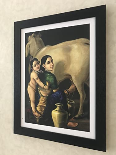 Image of Adventures� *Yashoda and Bal-Krishna*- Two Paintings by Raja Ravi Varma, Set of 2 Wall D�cor Frames. Matt Satin Print with MDF & 1 inchPS Black Frame. Size 14 inchx18 inch each.