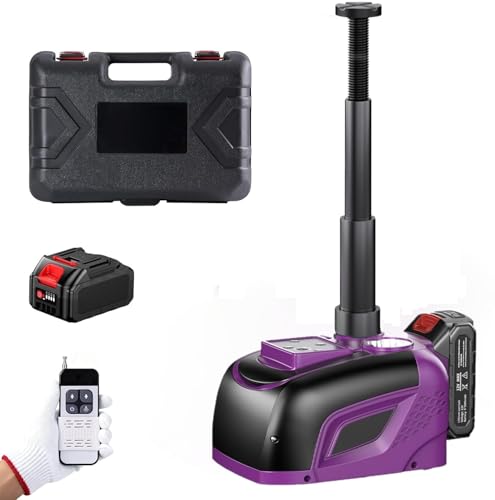 Cric hydraulique 5T 3T - Cric électrique avec Batterie 4,0 Ah et Chargeur avec Pompe Gonflable et lumière LED - 150-450 mm - pour Voiture, SUV, berline,...
