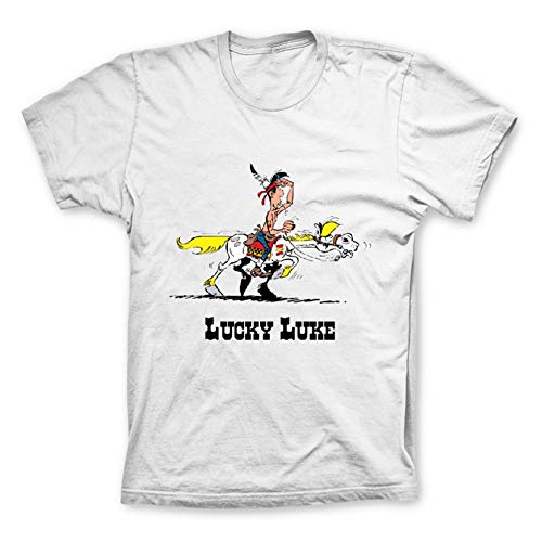 T-shirt Lucky Luke blanc en pur coton vêtement homme taille M